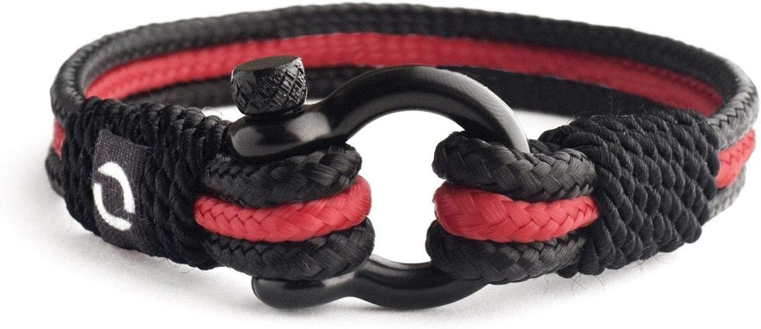 Mens Rope Bracelet - Stainless Steel Black Shackle, Extremely Durable and Scratch Resistant Waterproof Paracord, Handmade, Nautical Wristband for Men