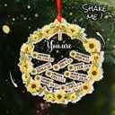 Jesuspirit Christian Shaker Ornament  You are Scripture Wreath with Sunflowers & Bible Verses | 3D Christmas Cross Ornament Gift for Friends or Family