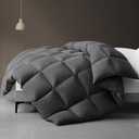 downlux Goose Feather Down Fiber Comforter Queen Size, All Seasons Fluffy Comforter, Luxury Grey Queen Duvet Inserts with 3D Baffle Box Design and Corner Tabs, 90"x90"