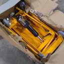 1100lbs Hydraulic Lift Table Cart, 34" Lifting Height, Manual Single Scissor Lift Table with 4 Wheels and Non-Slip Pad, Hydraulic Scissor Cart for Material Handling, Yellow