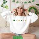 St Patricks Day Sweatshirt Women Shamrock Embroidery Sweatshirts St Patricks Day Shirt Casual Lucky Patch Pullover Tops, XL