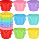 Lenwen 14 Pcs 5.51 Inch Water Bucket for Kids Mini Sand Buckets Plastic Small Bucket with Handles Bright Colored Toy Sand Pail for Beach Candy and Play Pool Gift Party, 7 Colors