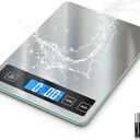 BakFee Food Scale, 15kg/33lb Digital Kitchen Scale with Stainless Steel & Tempered Glass, 1g / 0.05oz Precise Graduation, Waterproof and Sturdy Surface, for Cooking, Baking, Weight Loss, Meal Prep