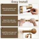 Boho Wood Curtain Rods for Windows 72 to 144 inch 1" Diameter Adjustable Heavy Duty Window Curtain Rod with Decorative Wooden Grain Finials Drapery Rods for Living Room Bedroom Kitchen Cafe Farmhouse