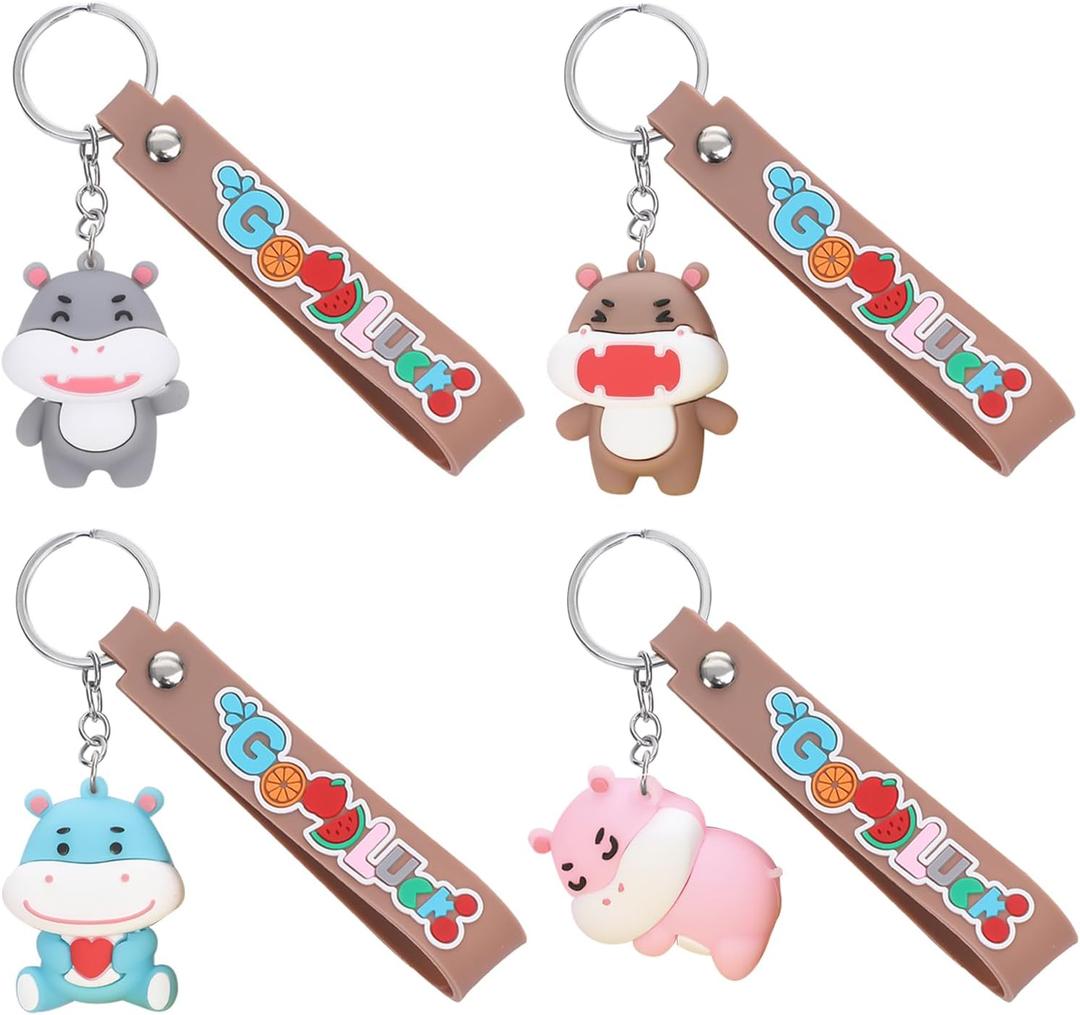 4pcs Hippo Keychain –Multicolor Bag Charms Key Rings, Accessories for Women's Backpack Purse Car Keys,Gifts for Birthday