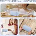 Makeup Bag Travel Cosmetic Bag for Women Cute Seersucker Cosmetic Pouch Small Preppy Makeup Purse Brushes Storage Organizer