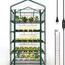Bstrip Indoor Greenhouse with Grow Light, 5-Tier Large Green House, 5Pcs Grow Lights for Seed Starting with Timer, PVC Tent with Airflow Windows, Indoor Greenhouse Cabinet 40.2x18.9x74.8in
