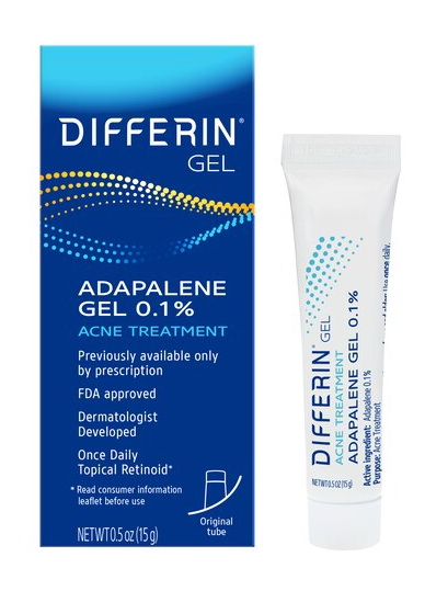 Differin Acne Treatment Gel, 180 Day Supply, Retinoid Treatment for Face with 0.1% Adapalene, Gentle Skin Care for Acne Prone Sensitive Skin, 45g Tube (Packaging May Vary), Best By 12/2027