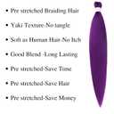 Purple Braiding Hair Pre stretched Purple Hypoallergenic Non Toxic Braiding Hair Extensions Synthetic Prestretched Knotless Ez Braid