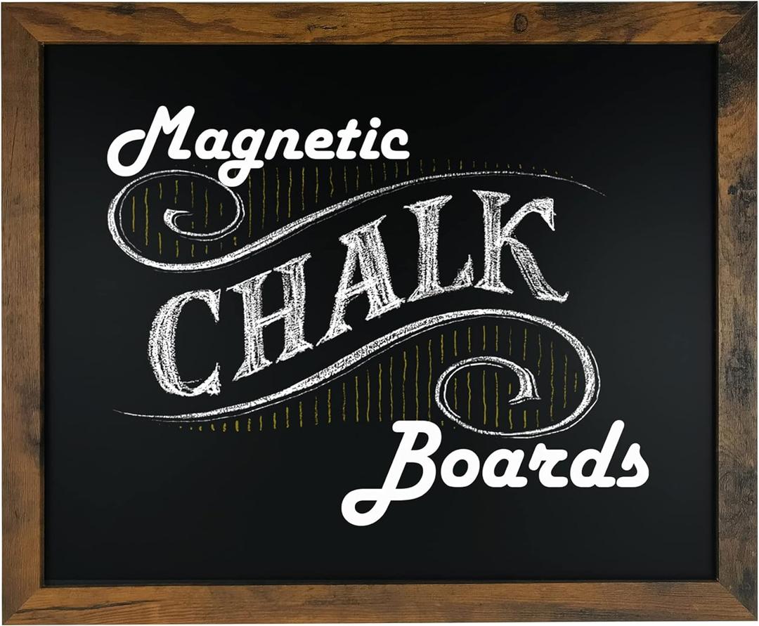 Loddie Doddie Magnetic Chalkboard for Kitchen & Wall Decor - 18" x 22" Rustic Frame - Hanging Magnetic Blackboard