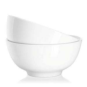 DOWAN Soup Bowls, Ramen Bowl for Noodle, 39 Ounce large Cereal Bowls for Kitchen, 7 Inches Centerpiece Bowls, Microwave and Dishwasher Safe, White