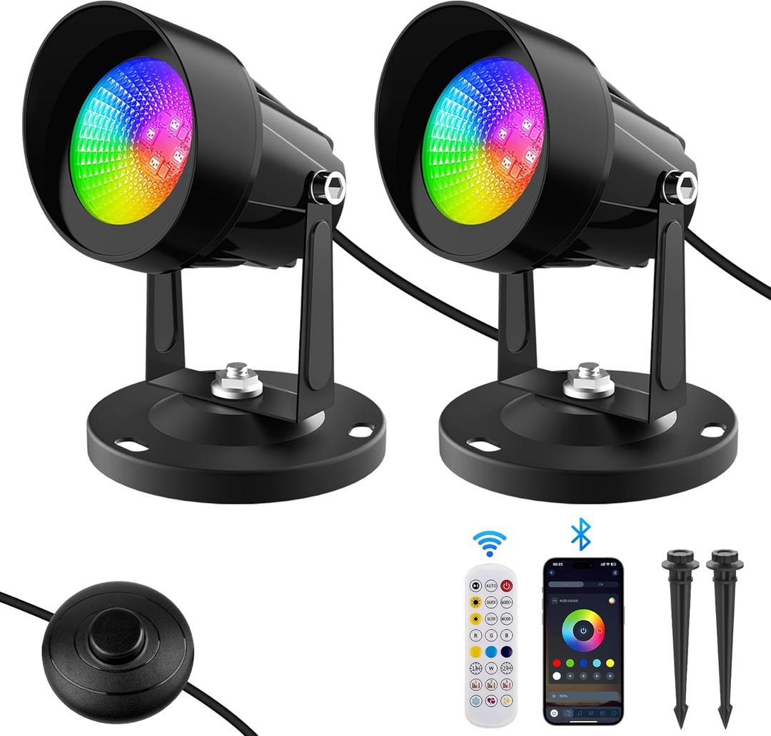T-SUN Spot Lights Indoor, Led Spot Lights with Smart APP & Remote, Plant Spotlight Indoor Uplights, 16M Colors Floor Light Dimmable Music Sync Timer for Festival Party Tree Decor Home (2 Pack)