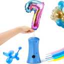 Balloon Pump Electric Balloon Pump Air Balloon Pump Balloon Blower Machine Portable Long Animal Blower Machine Blue/Orange/Pink/Purple Electric Balloon Pump Inflator for Party/Wedding/Birthday Decor