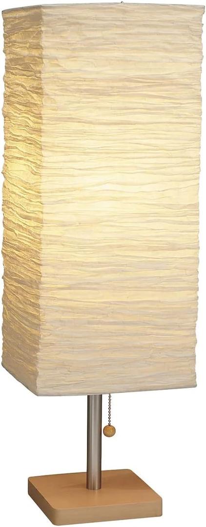 Adesso 8021-12 Dune Table Lamp, 25 in., 100 W Incandescent/ 26W CFL, Natural Rubber Wood/Steel Accents, 1 Table Lamp , White