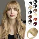 Clip in Bangs,Natural Fake Bangs Hair Clip, French Bangs Fringe with Temples Hairpieces for Women Clip on Bangs Hair Extenisons Curved Bangs for Daily Wear, Ash Blonde