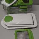 Mueller Pro-Series 10-in-1, 8 Blade Vegetable Chopper, Onion Mincer, Cutter, Dicer, Egg Slicer with Container, French Fry Cutter Potato Slicer, Home Essentials, Salad Chopper White Sand/Green