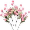 Floroom 5pcs Faux Silk Pompon Mum Artificial Flowers, Bulk Fake Mini Chrysanthemums with Stems for DIY Bouquet Centerpieces Wedding Fillers Blush Arrangements Shower Decorations, Pink