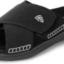 LazyStep Women's Lightweight Adjustable Cross Sandals Slide Slippers with Orthotic Arch Support(2024, Size 8, Matte Black)