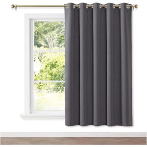 NICETOWN Blackout Wide Blinds for Sliding Door, Insulated Noise Reduction Drapes, Privacy Vertical Curtain for Living Room&Bedroom (1 Panel, Gray, W70 x L72) (Grey)