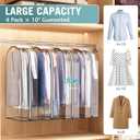 Liuoud Clear Garment Bags for Hanging Clothes 10 Gusseted, Suit Bags for Closet Storage, Hanging Plastic Clothes Cover for Coat, Dress, Fur, Shirt, 4 Pack, 40 Long