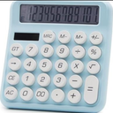 Pack Of 2 OFFIDIX Calculator 12 Digit Large LCD Display,Basic Desktop Big Button Calculator,Dual Power Solar Calculator for Office,School,Home(Blue)
