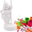 Dnoifne Paint Your Own Garden Gnome Statues, Unpainted Pole Dancing Gnome Statue, Unpainted DIY Gnome Figurines, Funny Outdoor Gnome Figure, Dancing Lady Gnome Statue(6.7"/17 cm) (Large, White)