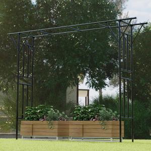 Flat Top Garden Arch Trellis 11FT x 9FT, Super Large Arbor Trellis for Climbing Plants Outdoor 141.7in x 108in x 19.7in, Metal Garden Frame for Backyard, Lawn, Archway, Wedding Decoration, Patio Black