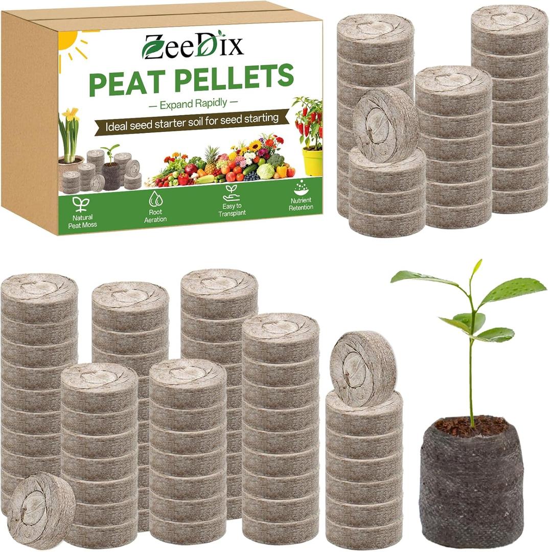 ZeeDix 100 Pcs (36mm) Peat Pellets for Seedlings, Compressed Seed Starting Plugs Pallet Potting Soil Block, Seed Starter Pellets Soil Pods for Planting Flowers, Herbs and Vegetables