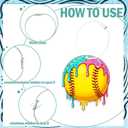 12 Pcs Ice Cream Drip Softball Luggage Tags for Suitcase Travel Labels with Metal Ring Keychain DIY Name Softball Theme Party Team Gifts Travel Bag Suitcase Sports Accessories