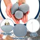 12 Pcs Grey Blue Velvet Christmas Ornaments Large Glass Velvet Christmas Balls Ornaments Bulk Flocked Tree Bulbs Set for Xmas Tree Party Holiday Decoration(No Diamond)