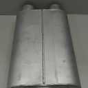 Universal Mufflers Performance Automotive Exhaust Aluminized Steel Muffler Dual Chamber 3" center inlet (ID) 2.5" dual outlet (ID) FH430402 (Silver)