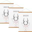 FALAMON 3 Pack Magnetic Poster Hanger Frame, 10x14 10x15 10x13 Teak Wood Magnet Poster Frame for Posters, Prints, Photos, Pictures, Maps, Scrolls, and Canvas Artwork