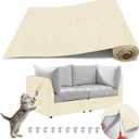 118"x15.8" Anti Cat Scratch Couch Furniture Protector, Adhesive Cat Scratch Pad Deterrent for Furniture, DIY Climbing Cat Scratcher Couch Protector from Cat Claws Scratching for Indoor Sofa (OffWhite)