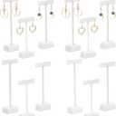 Marsui Earring Display Stands for Selling Set Wood T Bar Earrings Display Stand Holder for Jewelry Necklaces Bracelet Earrings Showroom Trade Display (White, 12 Pcs)