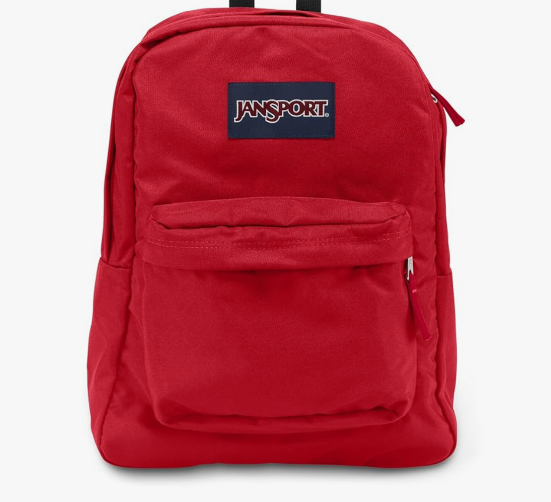 JanSport SuperBreak One Backpacks - Durable, Lightweight Bookbag with 1 Main Compartment, Front Utility Pocket with Built-in Organizer - Premium Backpack, Red Tape