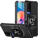 for TCL 50 XE - Nxtpaper 5G Case with Tempered Glass Screen Protector, Military Grade Heavy Duty Shockproof Protective Cover, Ring Kickstand (Black)