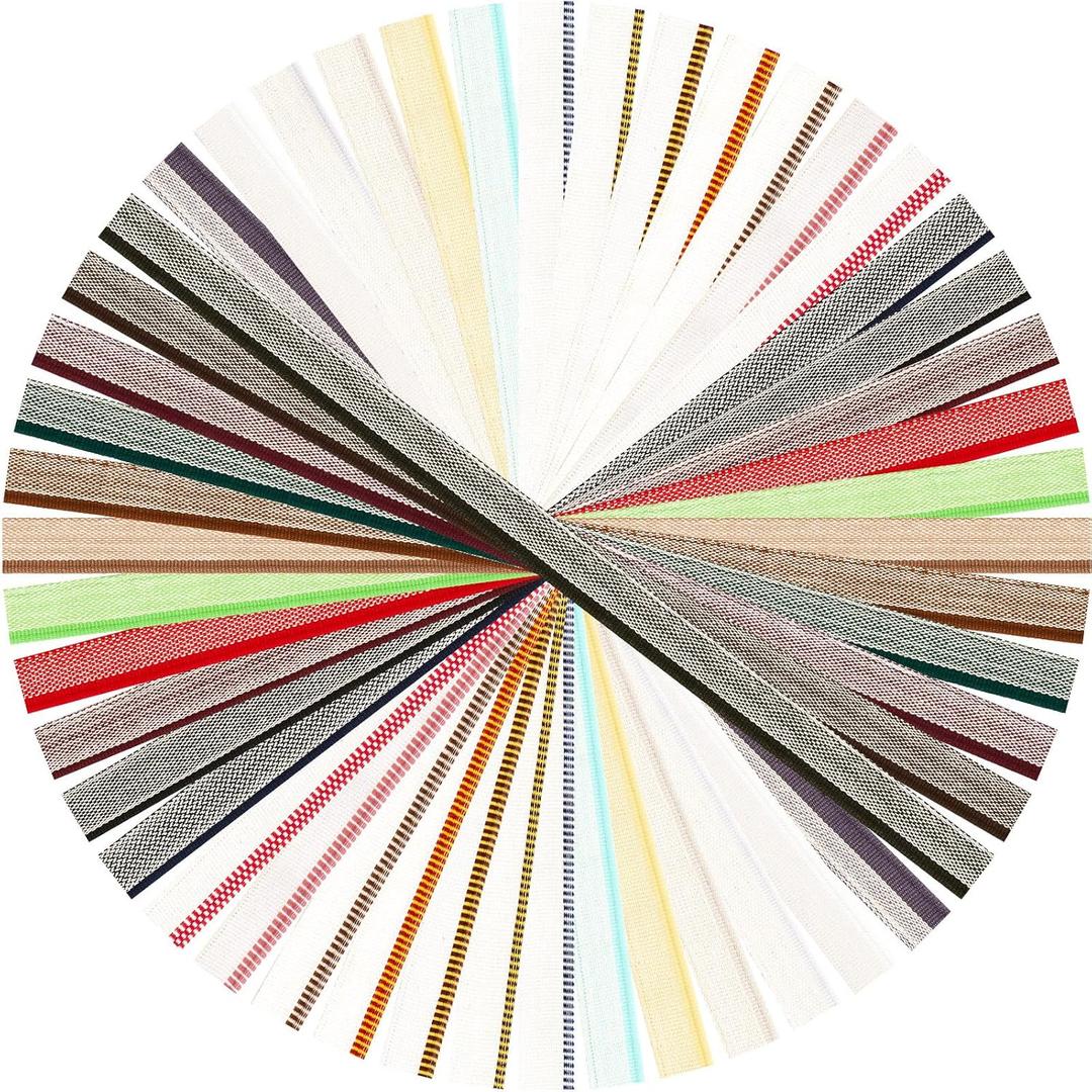 Tenceur 24 Pcs Book Binding Headbands 11.8 Inches Long 0.5 Inch Wide Cotton Book End Band Materials Kit for Beginners DIY 24 Colors Cuttable School Supplies