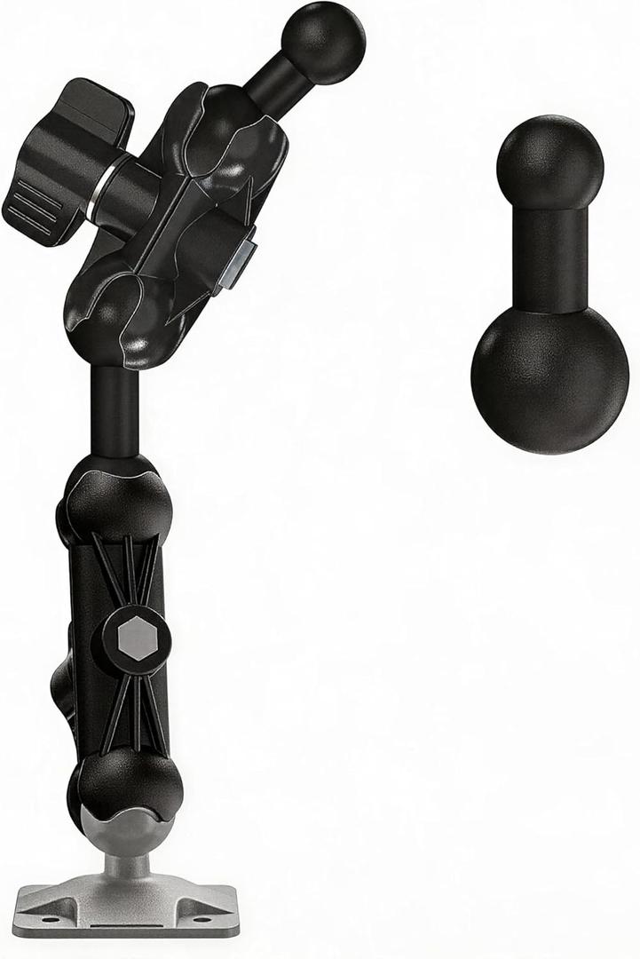 1 inch to 1 inch (2.45+3.73) Ball Mount Arm with 1 inch-20mm/1 inch-17mm Adapters for Car/Boat/Bike.