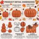 Marsui 3 Pcs Outdoor Pumpkins for Fall Porch, Resin Stackable Pumpkins
