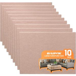 Felt Furniture Pads 10pcs 8" x 6" Self Adhesive Cuttable Furniture Felt Pads, Anti Scratch Floor Protectors for Furniture on Hardwood Floor, Beige
