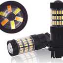 7443 7444 60SMD Switchback LED Bulb, Dual Color Amber Yellow Turn Signal Lights (Blinker Lamps), 6000K Xenon White Super Bright Parking Lights, Plug & Play, Pack of 2