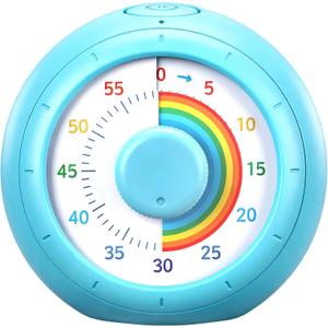 Visual Timer for Kids, 60-Minute Silent Countdown for Classroom, Home, Office, Kitchen, Rainbow Pattern Desk Timer, Time Management Tools with Silent Operation, Pomodoro Timer