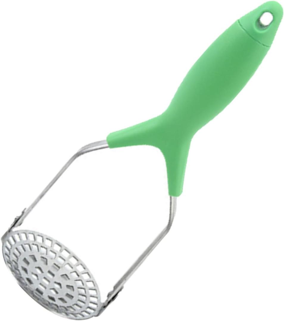 Potato Masher, Stainless Steel Kitchen Tool, Folding Potato Ricer Press Masher Sweet Fruit Juice Kitchen Gadgets, Versatile Vegetables Eggs Crusher with Fine Grid (Green,One Size)