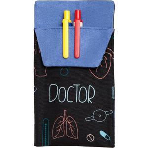Pocket Protector for Pens and Pencils, Cute Pocket Pen Holder Organizer Pouch for Lab Coats & Mens Shirts, Cotton Pen Holder Pouch for Work (Black Blue)