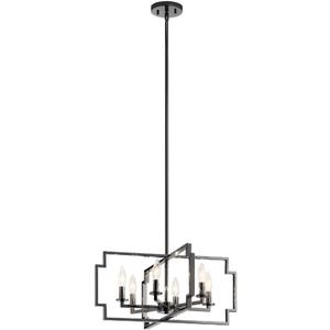 Kichler Lighting Downtown Deco 21.5 inch 6 Light Convertible Chandelier/Semi Flush in Midnight Chrome