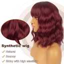 Short Bob Wigs with Bangs for Women Loose Wavy Wig Curly Wavy Shoulder Length Bob Synthetic Cosplay Wig for Girl Colorful Costume Wigs (Auburn)