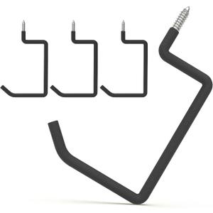 HUHOLE 4 Pack 5.7 Inch Screw in Ladder Hooks for Garage Wall | Utility Hangers with 65 lb Capacity for Ladders, Chairs, Bikes, Hoses, Wheelbarrows and Wall Mount Storage