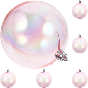 Fantasy Color Ball Decoration Pink Iridescent Hanging Ornaments for Christmas Birthday Wedding Party Home Decor 3.54 Inch Plastic Decorative Balls
