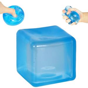 Squishy Stress Relief Toys, Translucent Squeeze Ice Cube Fidget Toys, Slow Rising Sensory Stress Balls for Anxiety Relief, Durable TPR Calm Down Toys (1, Blue)
