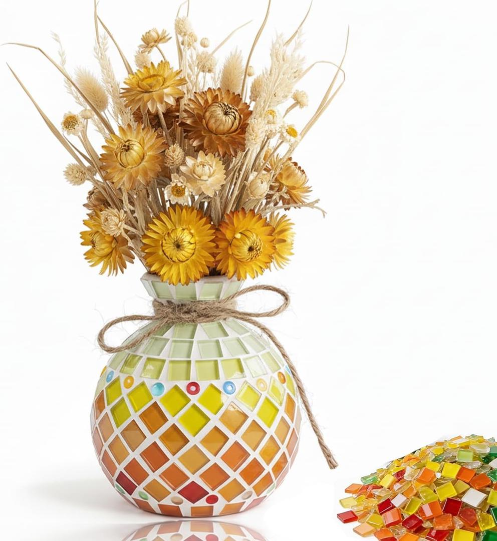DIY Mosaic Vase Kit for Adults - Waterproof & Non-Slip Craft Set, Complete Mosaic Kits for Adults Women, Handmade Home Decor & Gift Idea